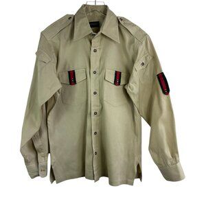 Norman khaki uniform Shirt men’s  M button down long sleeve red green tab arm